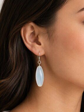 Handmade Hazy Glass Silver Plated Dangle Earrings